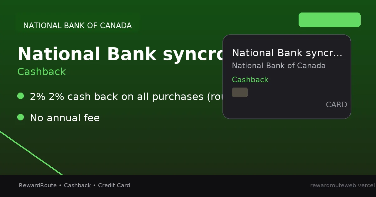 National Bank syncro Mastercard — National Bank of Canada credit card