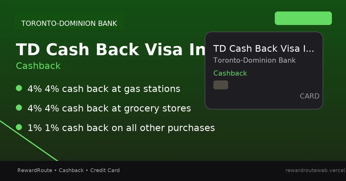 TD Cash Back Visa Infinite — Toronto-Dominion Bank credit card