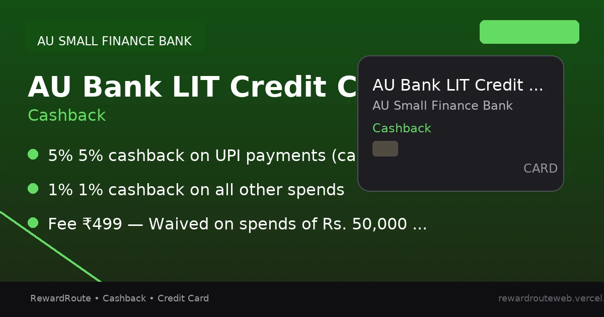 AU Bank LIT Credit Card — AU Small Finance Bank credit card