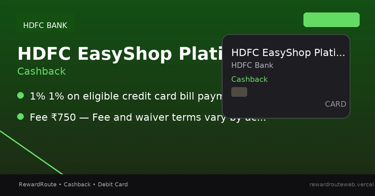 HDFC EasyShop Platinum Debit — HDFC Bank credit card