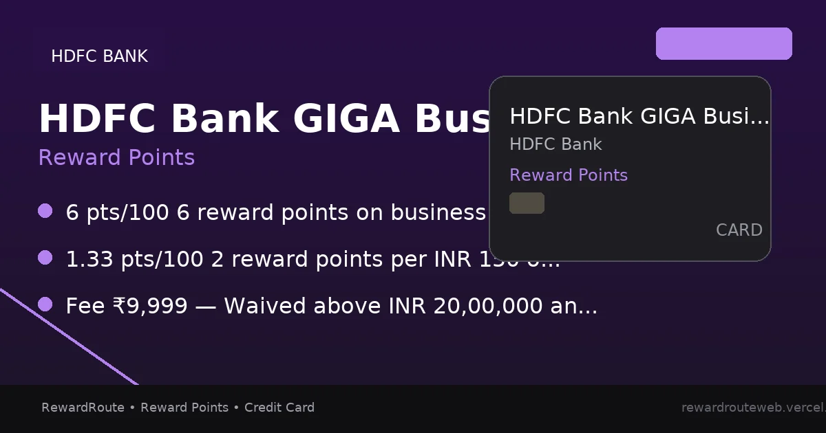 HDFC Bank GIGA Business Credit Card — HDFC Bank credit card