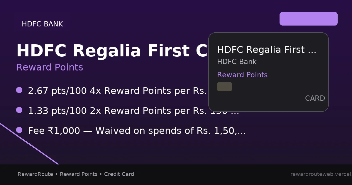 HDFC Regalia First Credit Card — HDFC Bank credit card
