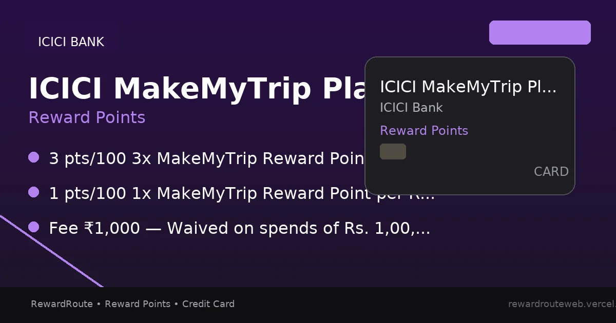 ICICI MakeMyTrip Platinum Credit Card — ICICI Bank credit card