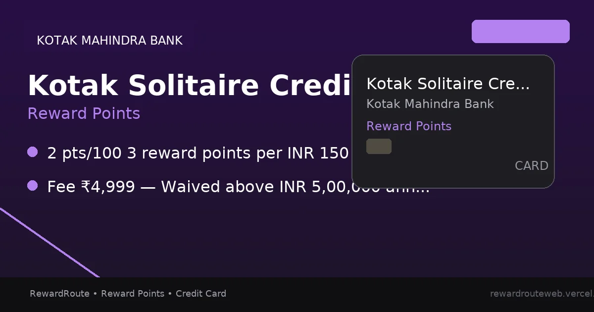Kotak Solitaire Credit Card — Kotak Mahindra Bank credit card