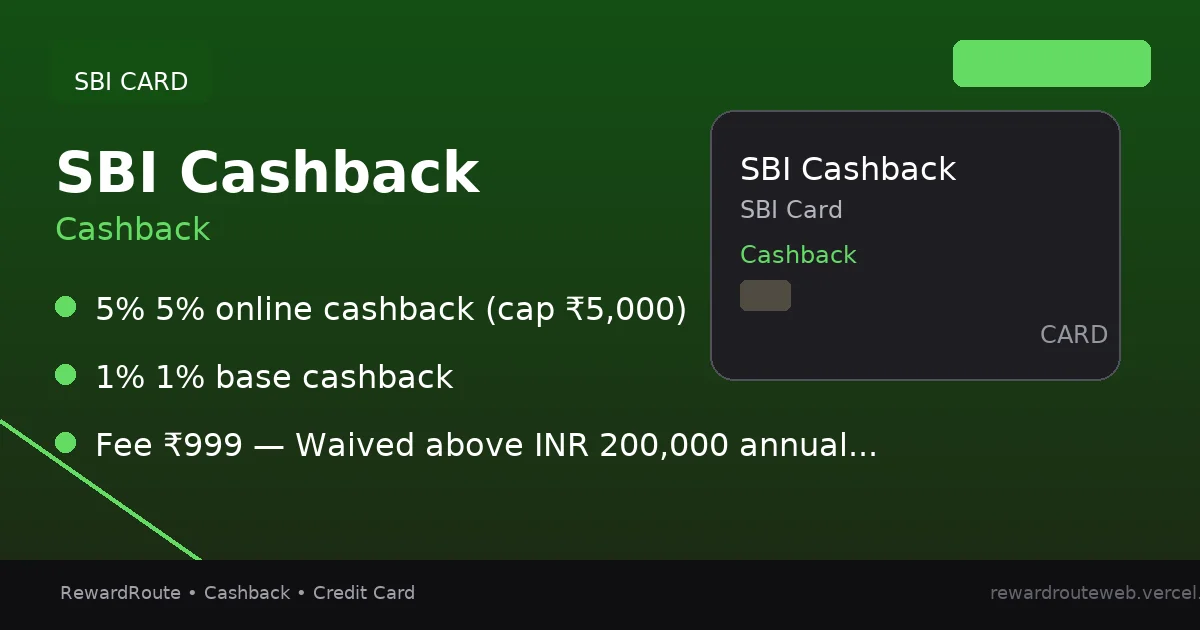 SBI Cashback — SBI Card credit card
