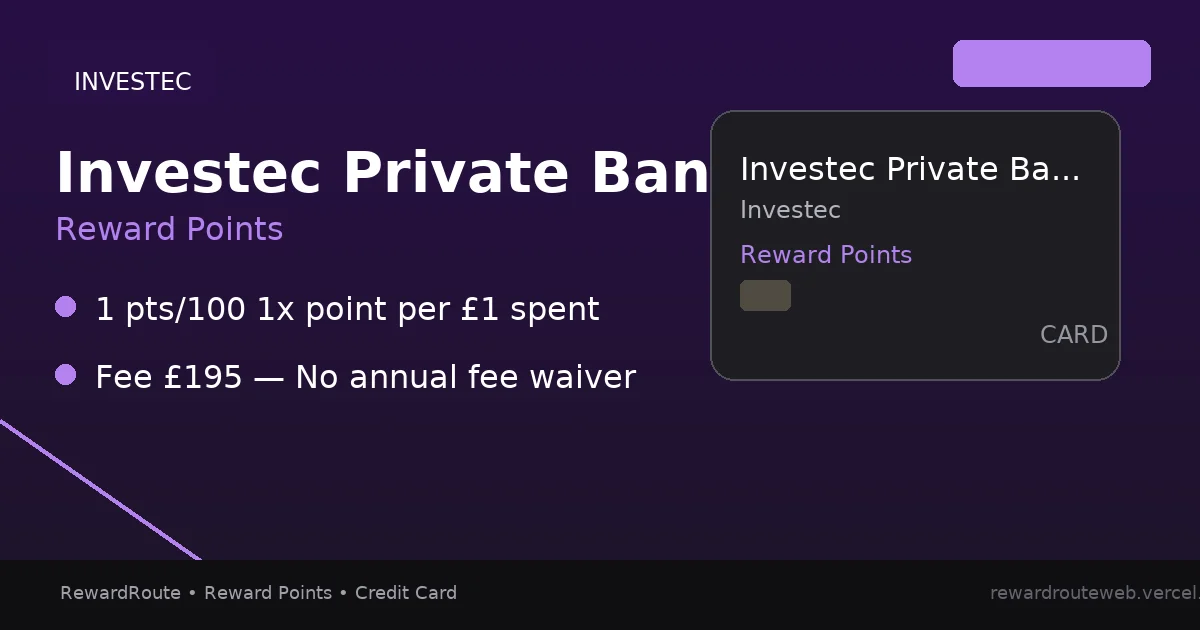 Investec Private Banking Card — Investec credit card