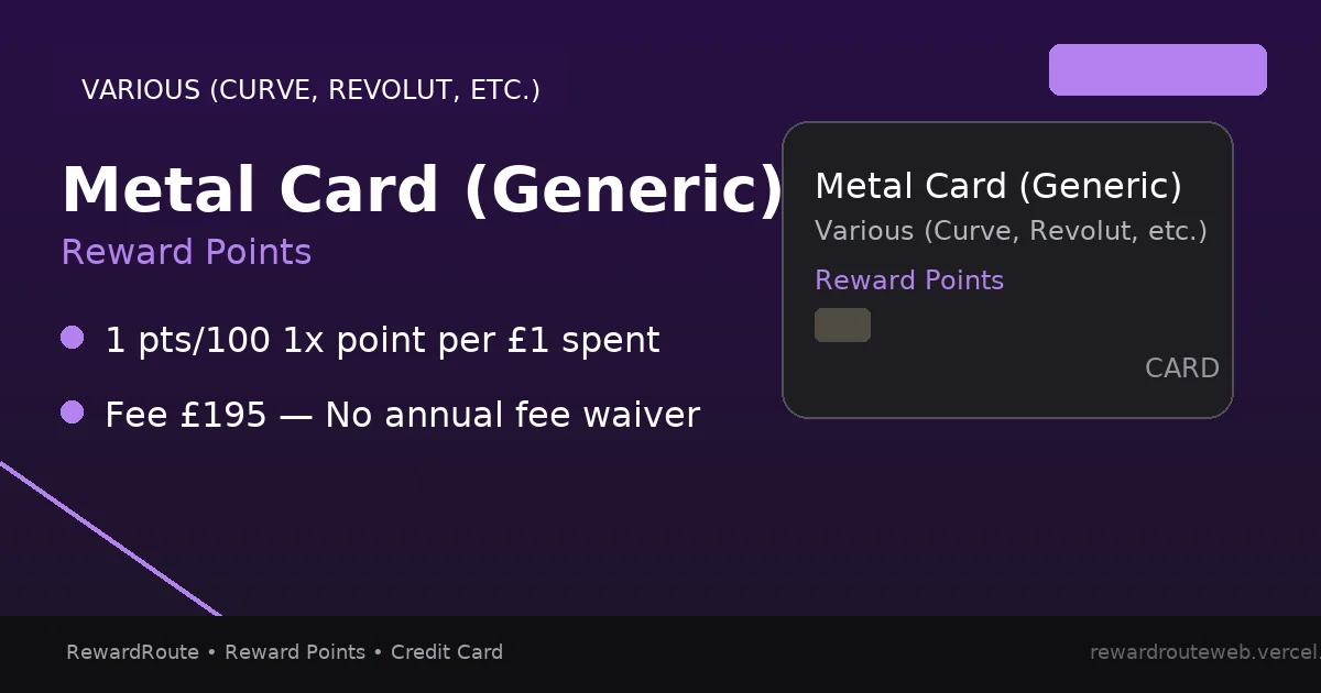 Metal Card (Generic) — Various (Curve, Revolut, etc.) credit card