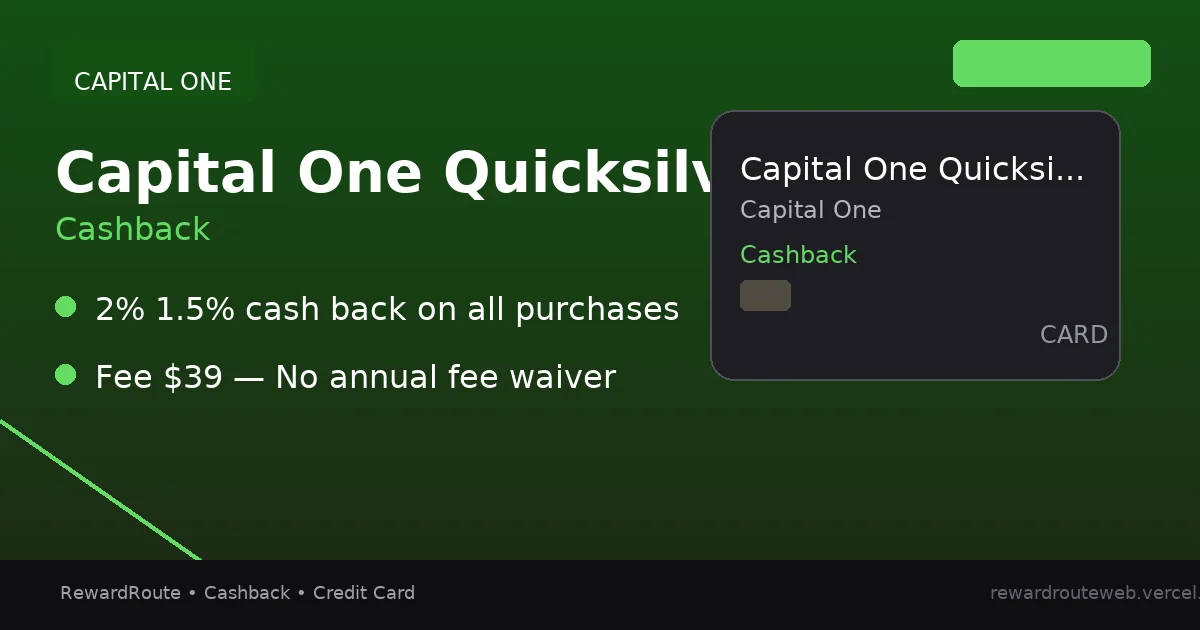 Capital One QuicksilverOne Cash Rewards Credit Card — Capital One credit card